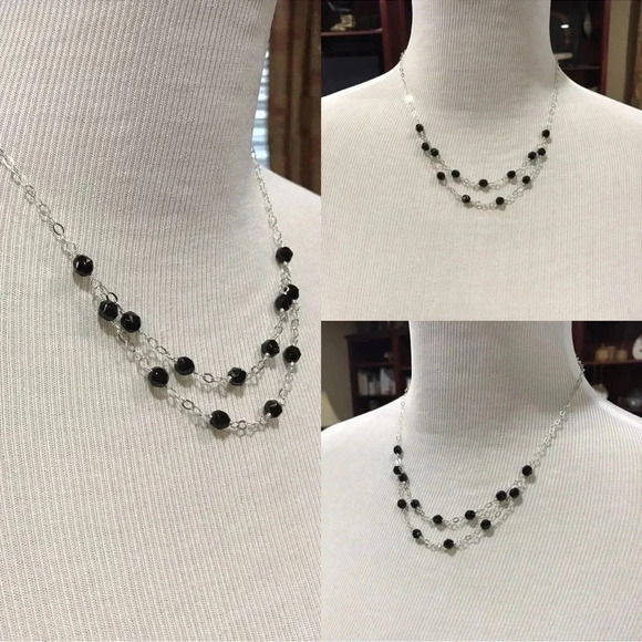 Black Spinel Necklace,Hart Of Dixie, Kaitlyn Black,Two Row Necklace - Picture 4 of 5